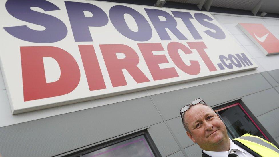 Mike Ashley outside Sports Direct warehouse