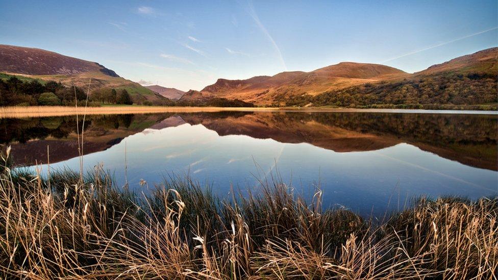 Reflections in the water at Llyn Nantlle, Gwynedd