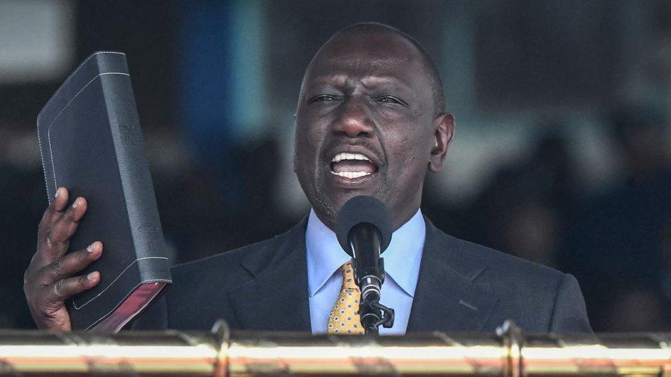 Kenya President William Ruto takes the oath of office at the Moi International Sports Center Kasarani in Nairobi, Kenya, on September 13, 2022