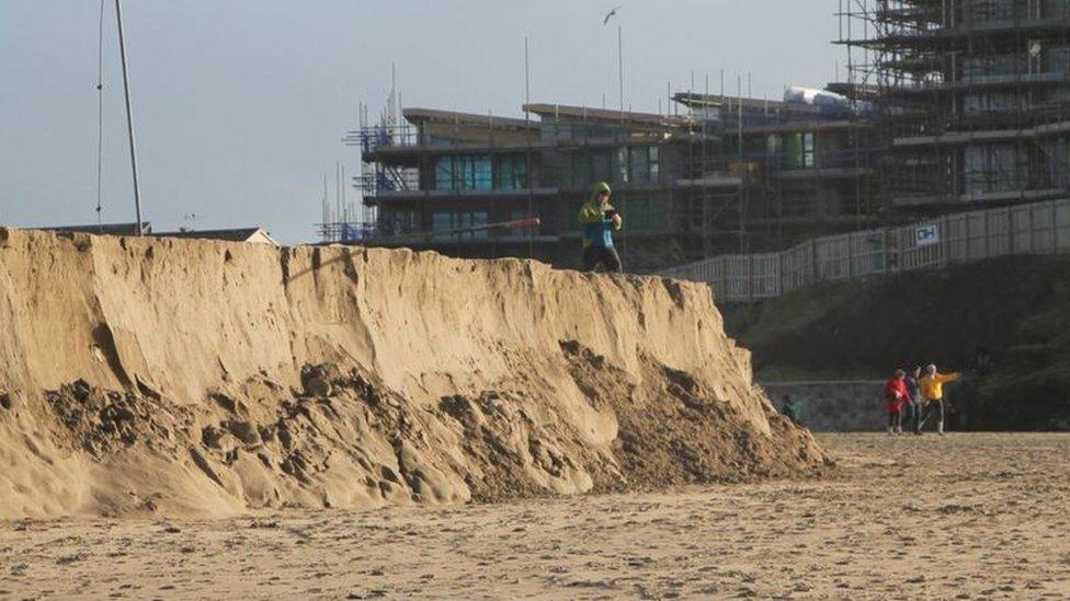 Sand cliffs at Perranporth