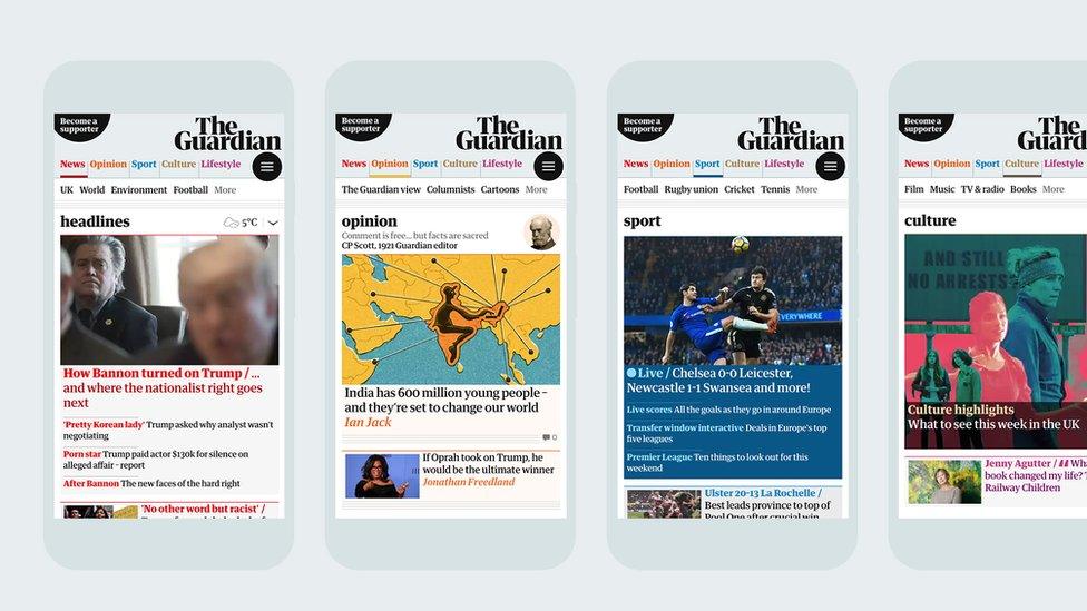 The Guardian app and online versions have also been redesigned