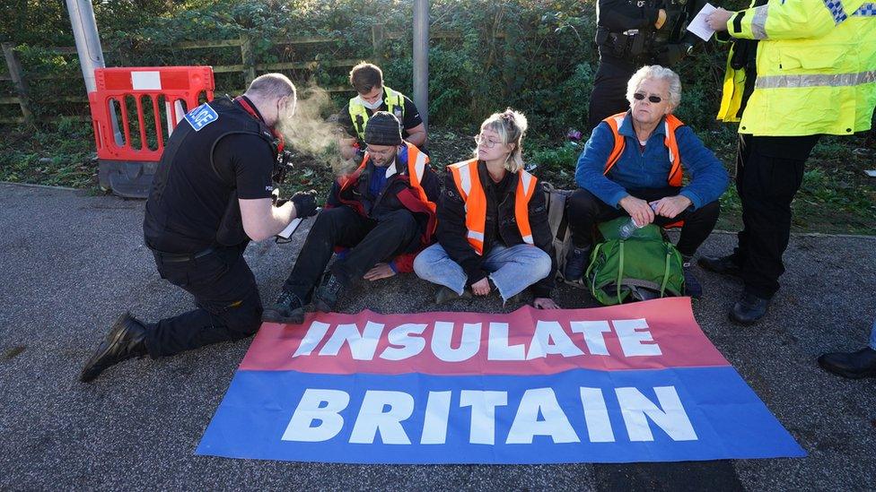 Protesters on a road