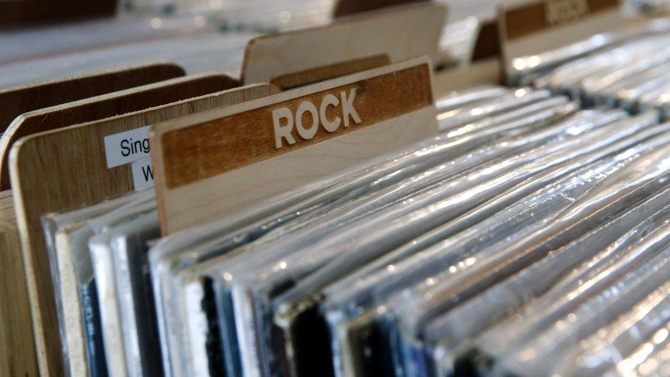 vinyl records shelf