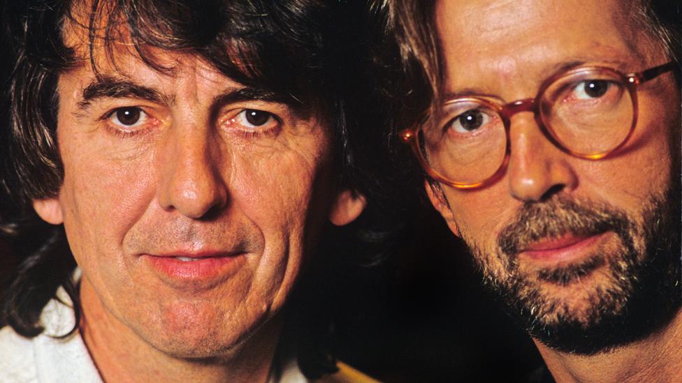 George Harrison and Eric Clapton in 1991