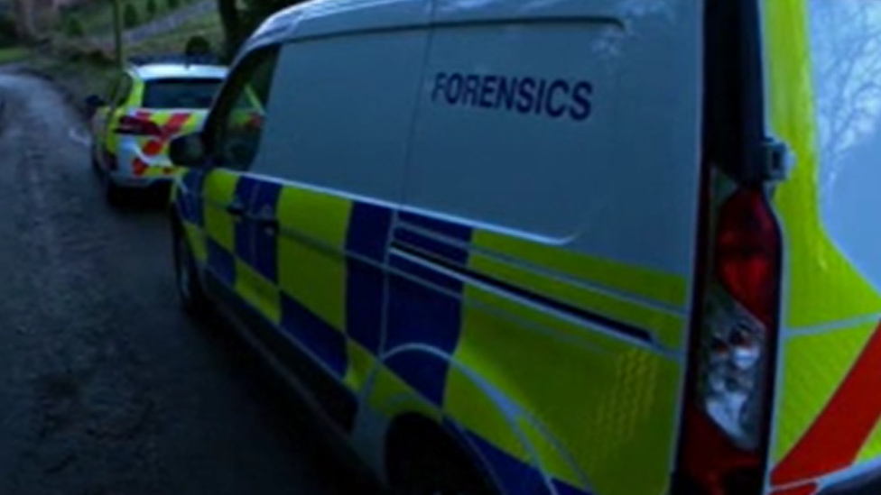 A forensics van at the scene