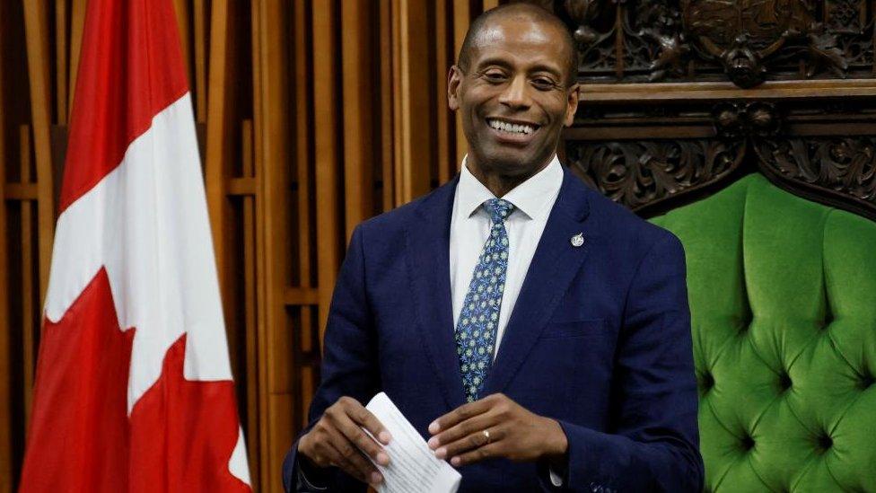 Newly elected Speaker Greg Fergus in the House of Commons on Parliament Hill in Ottawa, Ontario, Canada October 3, 2023