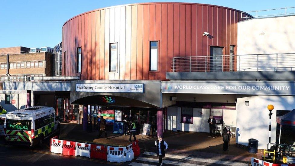 The outside of the Royal Surrey County Hospital in Guildford