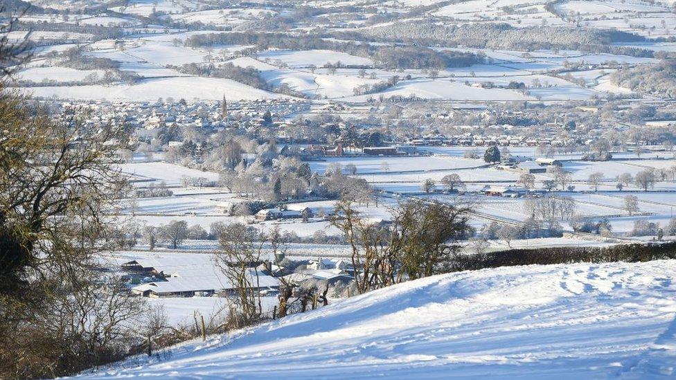 A snowy scene in Ruthin