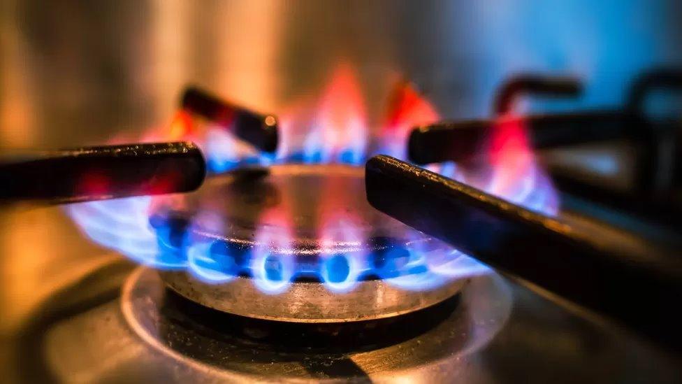 Flames on a gas stove