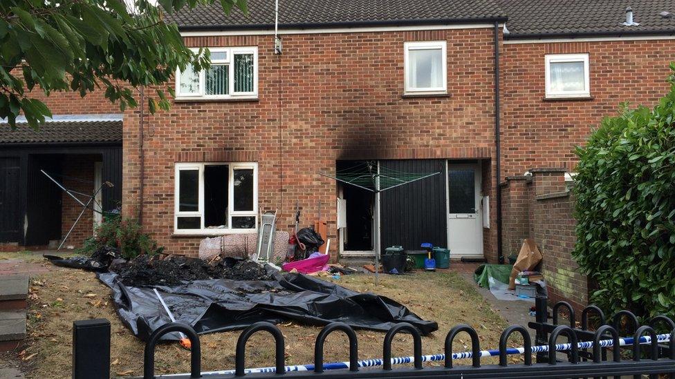 Burnt out house