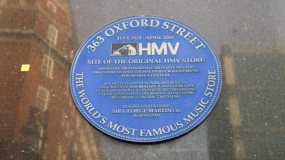 Plaque to first HMV shop