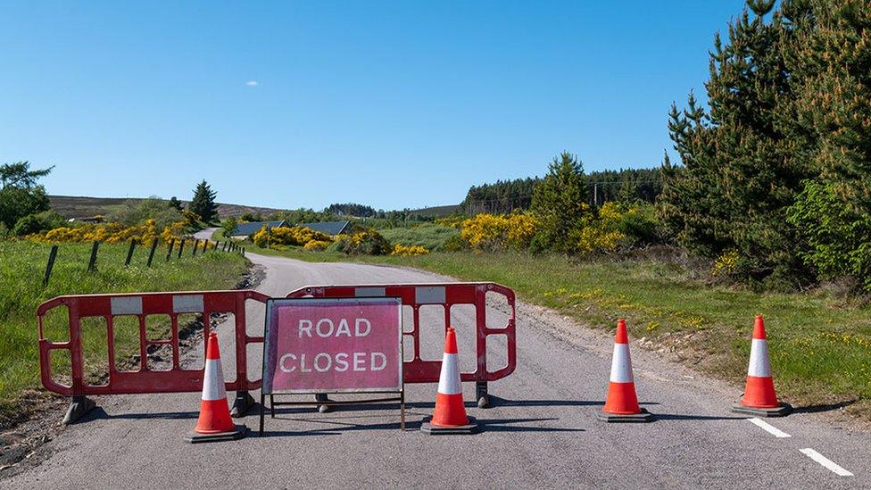 Road blocked sign