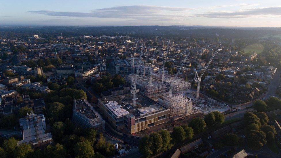 Aerial shot of construction work