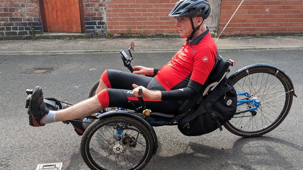 Alastair Fulcher on his recumbent bike