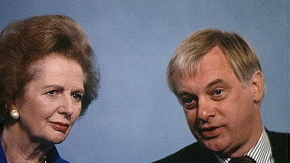 Margaret Thatcher and Chris Patten in 1991