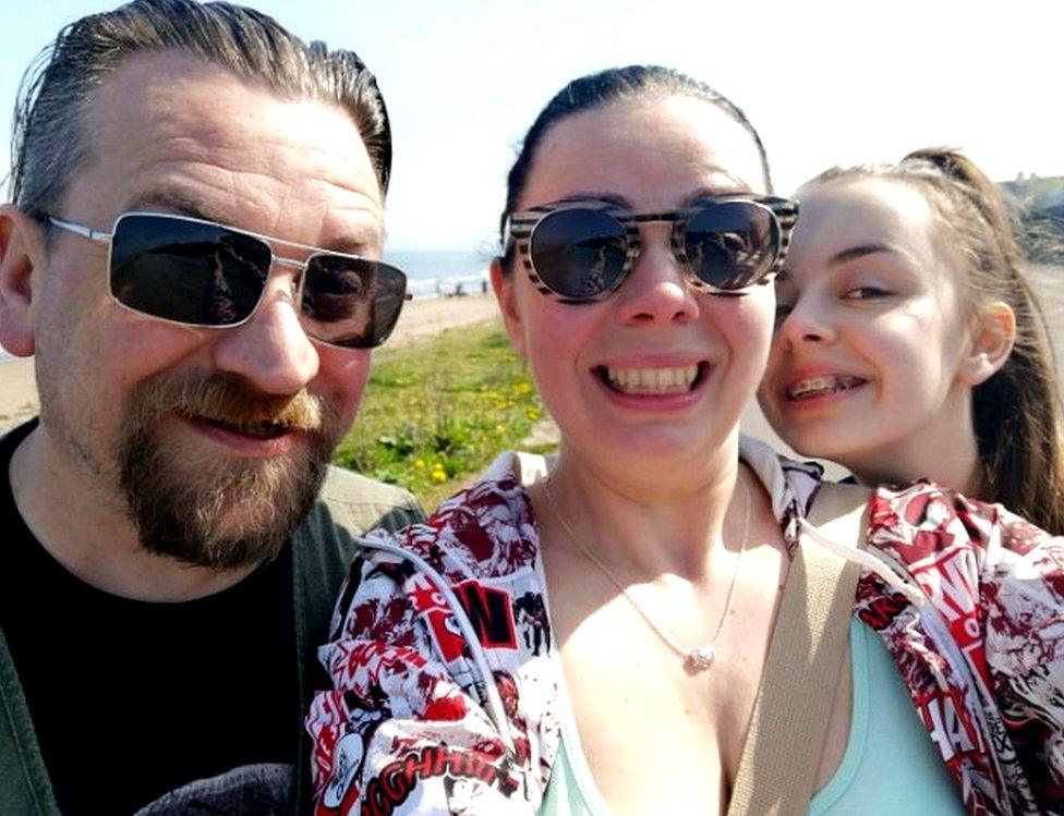 Kimberley Bradley with husband Nathan and daughter Lucy