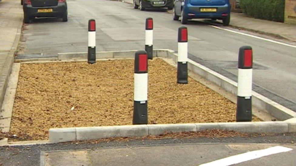 Sustainable drainage system in a Mansfield road