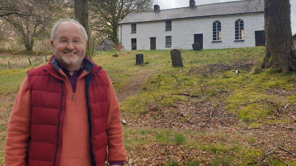 Cyril Evans outside the chapel