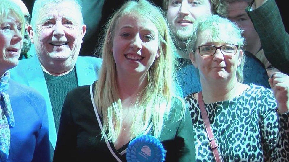 Sara Britcliffe (centre) with supporters