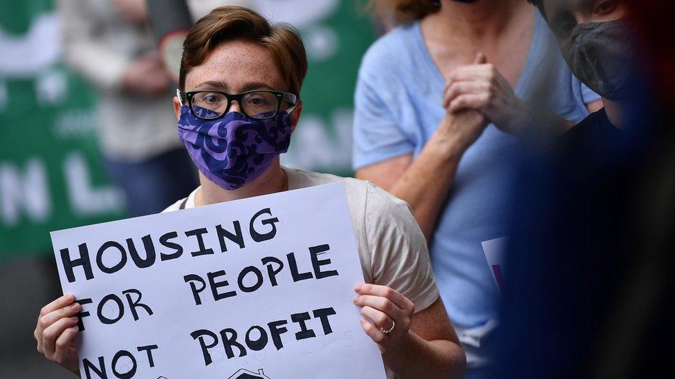 Housing protester