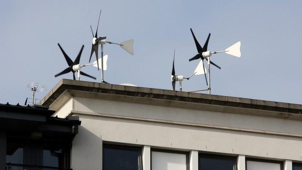 Wind turbine on roof