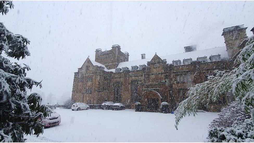 Minterne House in the snow