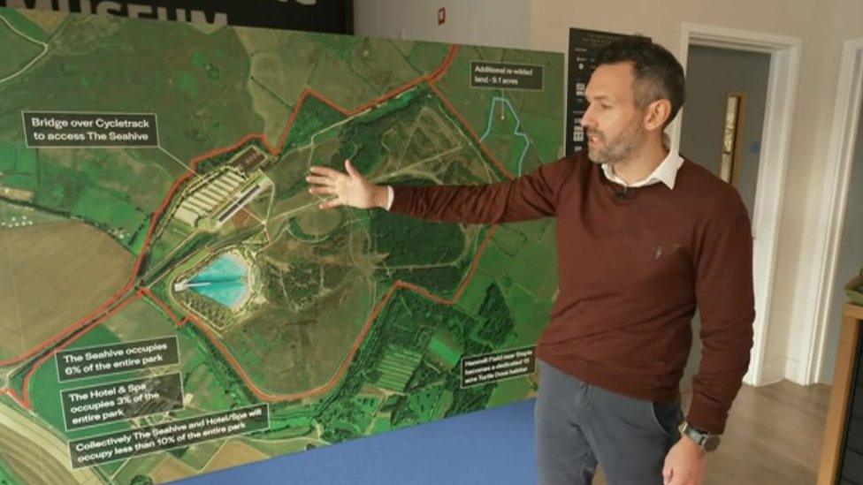 Ben Geering showing the revised map for Betteshanger Country Park