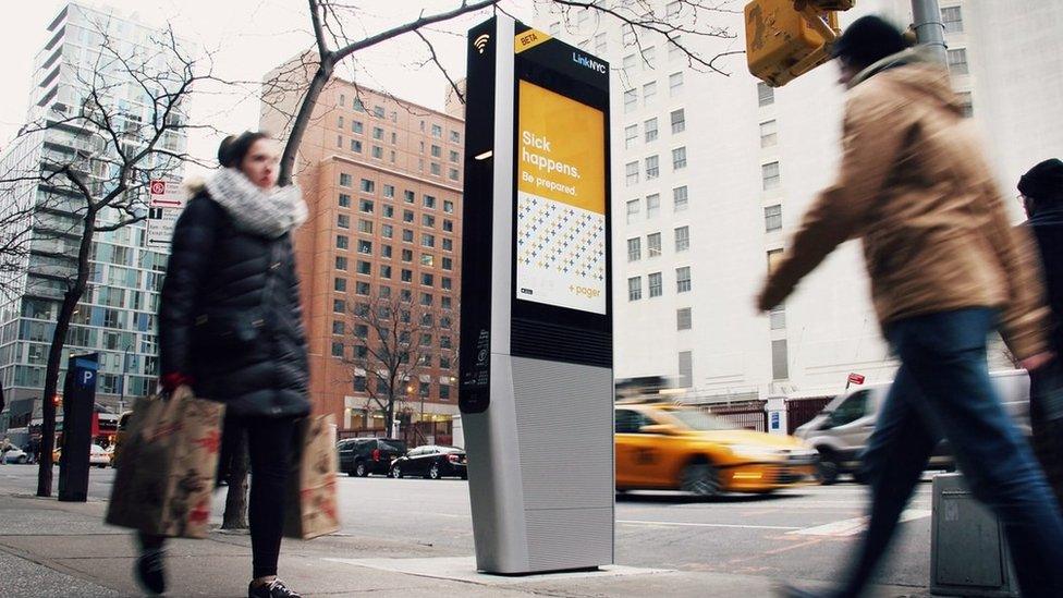 A wi-fi kiosk in New York