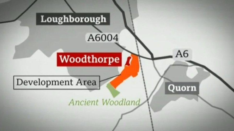 Map showing location of Woodthorpe