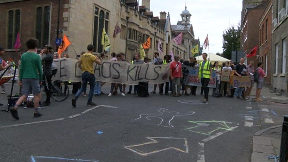 Protestors in Cambridge