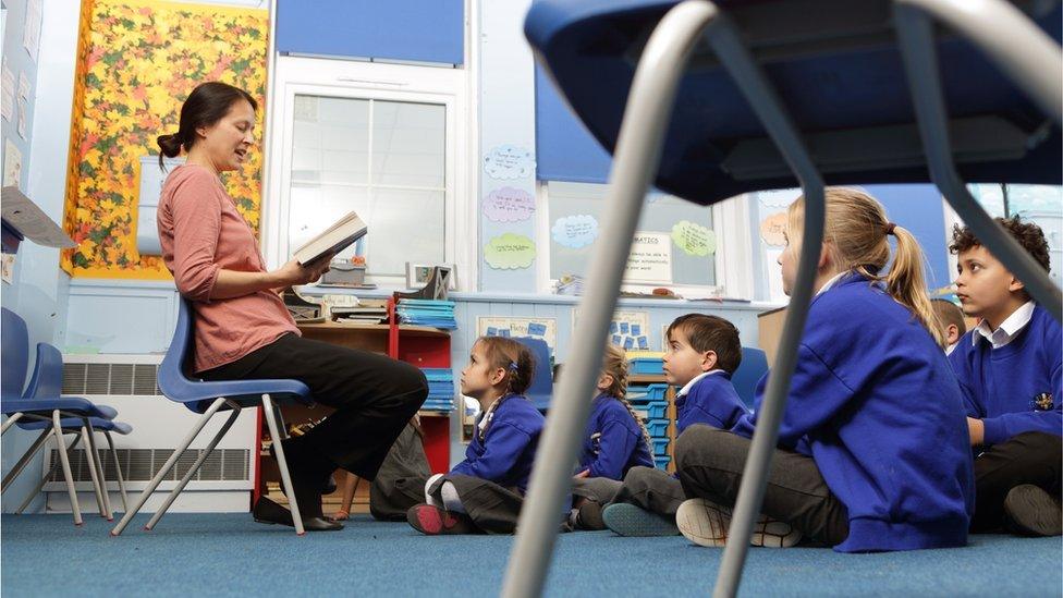 Children being taught in a classroom