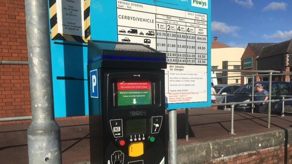 Powys pay-and-display car park in Welshpool