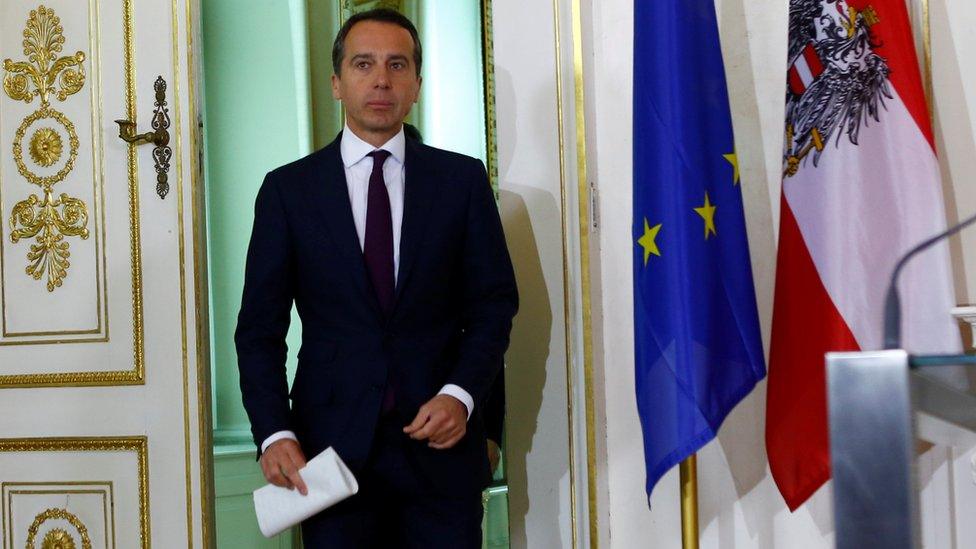 Austrian Chancellor Christian Kern arrives for a news conference in Vienna