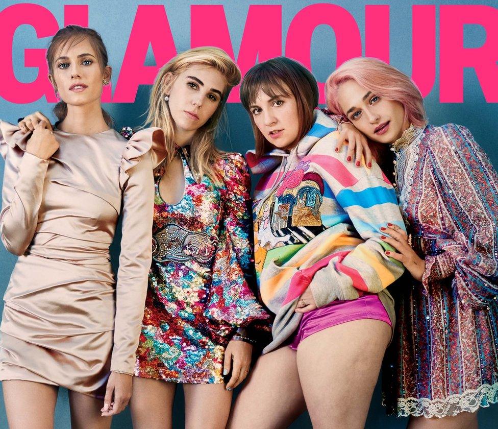 Glamour Magazine cover featuring Lena Dunham and the cast of Girls