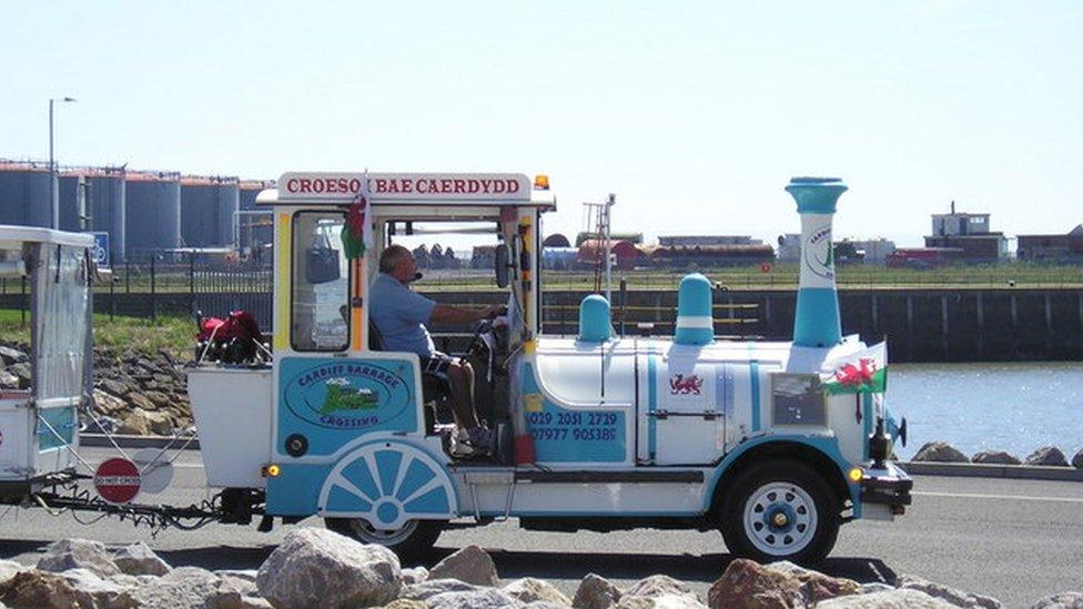 Road train in Cardiff Bay