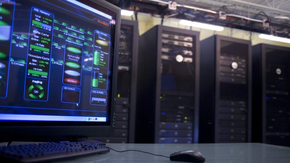 A computer in a server room