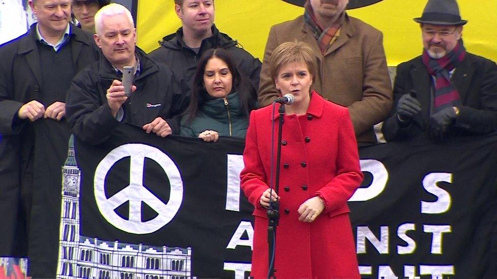 Nicola Sturgeon at anti-Trident demonstration