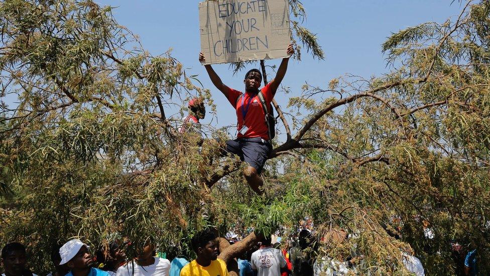 Student protesters in Pretoria, South Africa - 23 October 2015