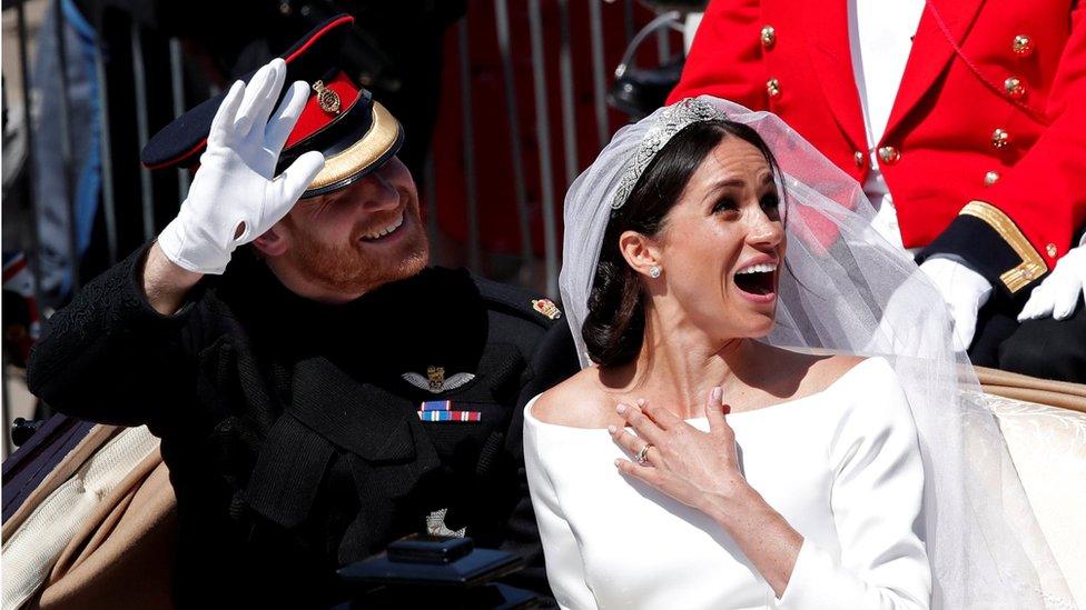 Prince Harry and Meghan Markle on their wedding day