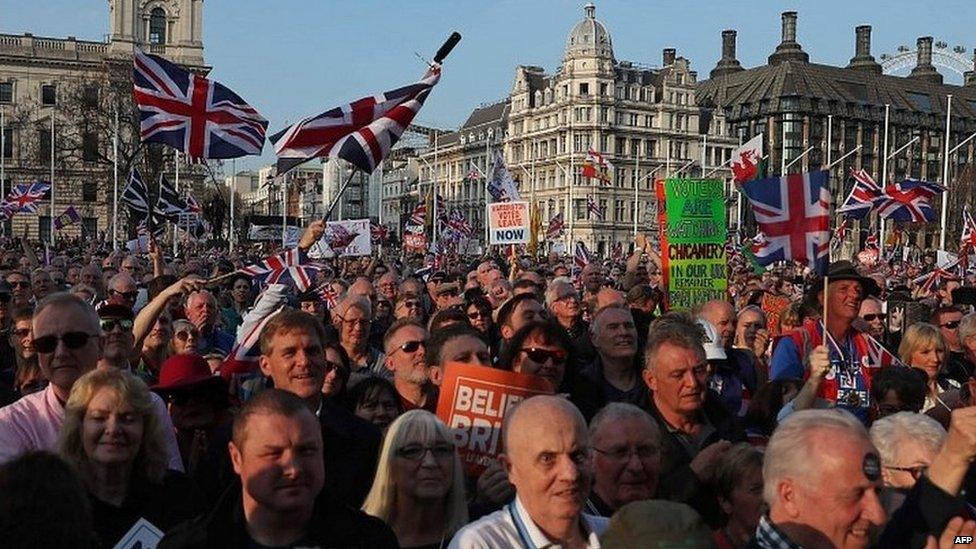 Pro-Brexit protesters in Westminster