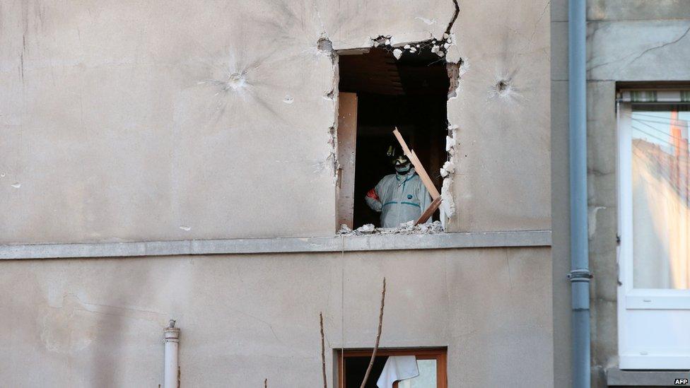 A view of the flat from the street after the raid in Saint-Denis, Paris, 18 November