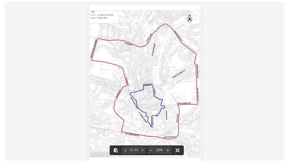 Map of approved "ring of steel" and proposed expansion