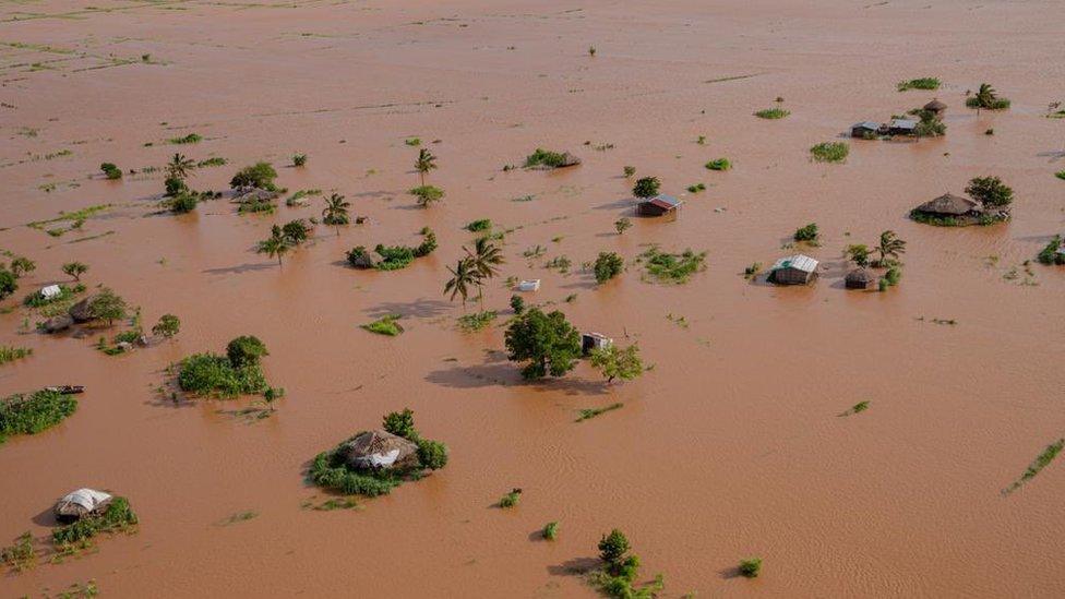 Aerial view of the flooding