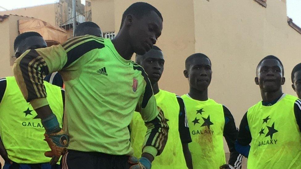 Aspiring young players train at Salif Diao's foundation