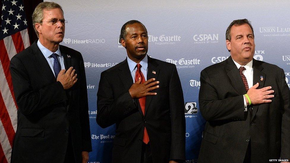 Jeb Bush, Ben Carson and Chris Christie at a New Hampshire forum.