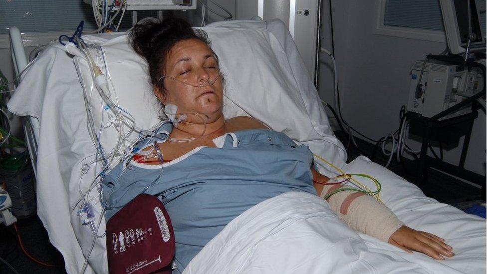 Janika Cartwright in hospital bed