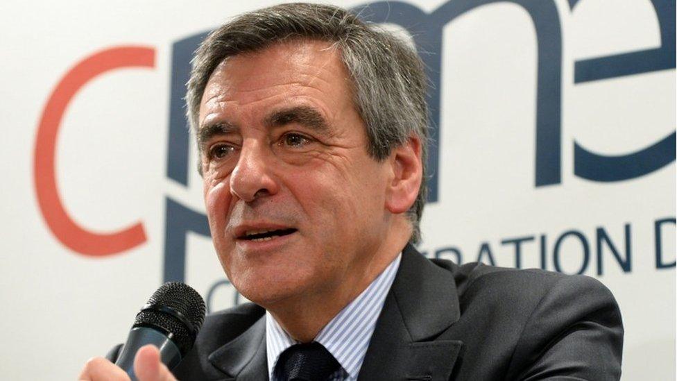 Francois Fillon speaks during a debate at the French Confederation of Small and Medium-Sized Enterprises (CPME) union's headquarters in Puteaux on 6 March, 2017.