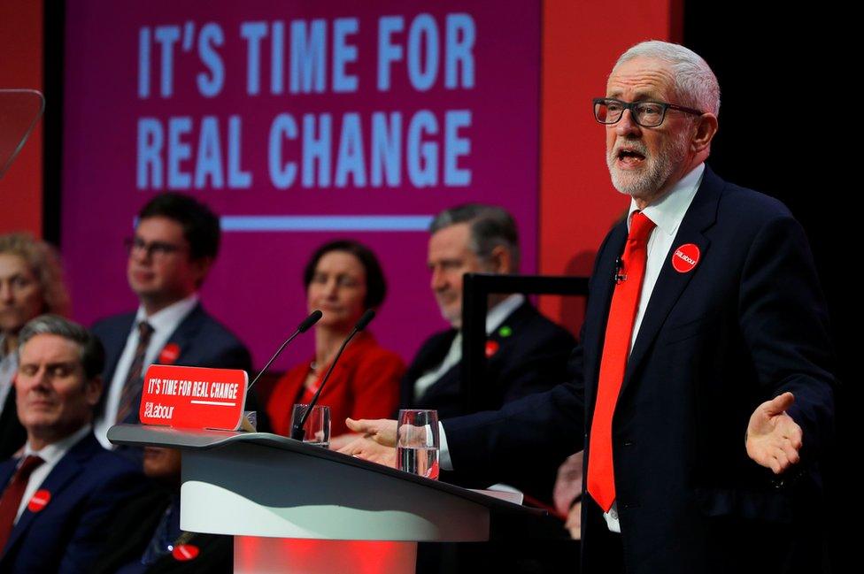 Jeremy Corbyn speaking at the release of the Labour Party manifesto