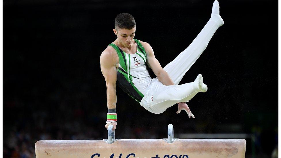 Rhys McClenaghan on the pommel horse