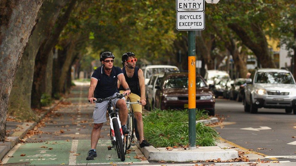 Bike riders in Sydney